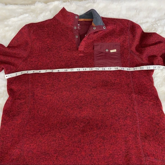 Woolrich Men’s Quarter Snap Pullover Sweater Sweatshirt Flap Pocket Heather Red - Picture 6 of 11